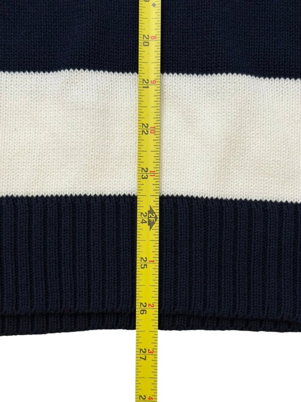 VTG Lauren Ralph Lauren 100% Cotton Striped 1/4 Zip Sweater Crest Logo Preppy L - Picture 11 of 12
